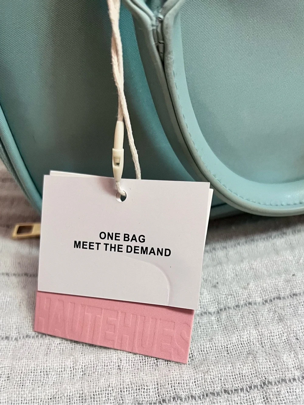 Mint Green Top-Handle Cosmetic Bag with Yellow Mirror Charm